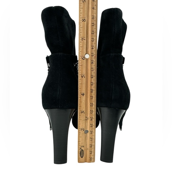 PAIGE Mason Claire Black Suede Chain Detail High Heel Boots Quiet Luxury 6.5 - Picture 4 of 10